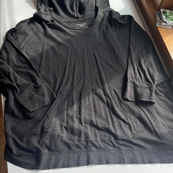 Eileen Fisher Gray Hooded Top - Picture 2 of 5